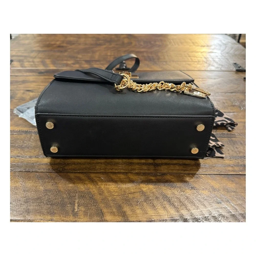 nwt Anne Klein Mini Flap Top Handle Crossbody‎ Handbag With Enamel Turn Lock